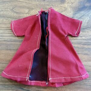 Authentic Vintage 60s 1960s Barbie Clone Dress Red Long Open Coat Jacket
